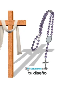 Rosario en color morado personalizado