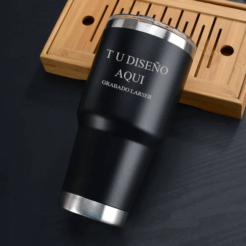 Vaso térmico personalizado 30oz – Doble pared en acero inoxidable con tapa para carro o viaje - Imagen 2